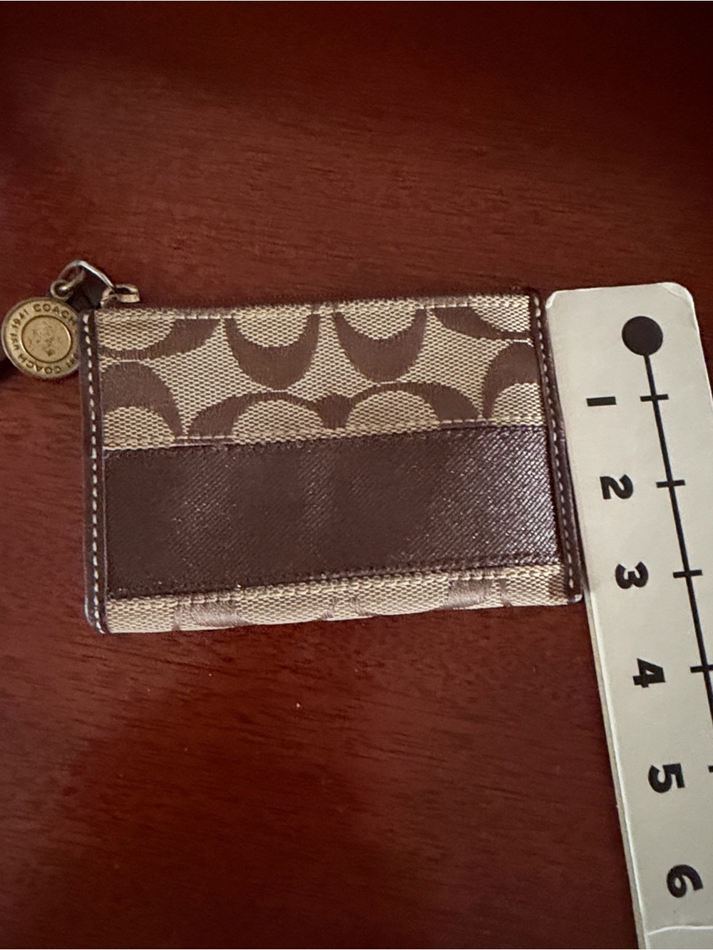 Coach Signature Zip Card Pouch Key Chain - Picture 4 of 5